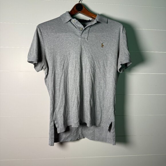 POLO Ralph Lauren Gray Polo Short Sleeve Shirt, Sz Medium, Pima Soft Touch - Picture 4 of 6